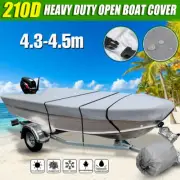 Gray Trailerable Open Boat Cover 4.3m-4.5m Heavy Duty Fishing Runabout Protector