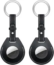 2 Pack Waterproof Airtag Keychain&Leather Air Tag Holder,Protective Cover for Apple Air Tag Key Finder,AirTags Case for Wallet,Luggage,Pets