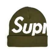 NWT Supreme Olive Green Big Box Logo Beanie Knit Hat Cap Men's DS FW24 AUTHENTIC