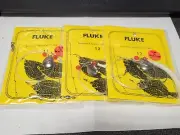 3 NJ Hand Tied English Hook WHITE Hair Hi-Lo w/ Snap Fluke/Summer Flounder Rigs