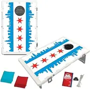 Chicago City Skyline Flag Baggo Bean Bag Toss Portable Cornhole Game