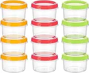 JOUTYFOR Reusable Small Freezer Containers 8 Oz Plastic Food Storage Containers with Screw On Lids, Leakproof & Airtight, Freezer Safe, Dishwasher Safe, Set of 12 Multicolor