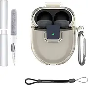 Google Pixel Buds Pro 2 Case Waterproof Shockproof Anti-Scratch Washable TPU Case Cover with Hanging Cleaning Pen Gray