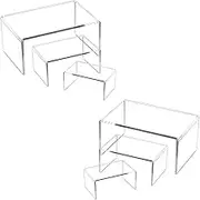 6pcs Display Stand Arcylic Display Riser Retangular for Display, Acrylic Clear Display Stands for Shelf Dessert Cupcake Candy Food Tabletop Collectibles Product Bar Action Figure Jewelry Showcase