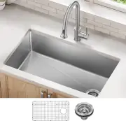 Fairlane 33-Inch Undermount Single Bowl 18-Gauge Stainless Steel Kitchen Sink, K