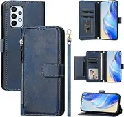 Compatible with Samsung Galaxy A72 5G Case Cover,Compatible with Samsung Galaxy A72 4G PU Leather Card Holder Wallet Flip Magnetic Closure Stand Blue