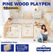Kidbot 10 Panel Baby Playpen Wooden Safety Gate Kids Pet Dog Activity Centre
