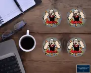 POPEYE SAILOR MAN SET OF 4 ROUND HARDBOARD HOUSE BAR DESK COASTERS CUSTOM MADE