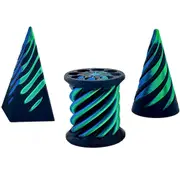 3 Pack Spiral Cone Toy,3D Printed Spiral Cone Fidget Toy,Mini Vortex Thread Illusion Desktop Decor Souvenir Gift for Anxiety Relaxing,Blue Black Green