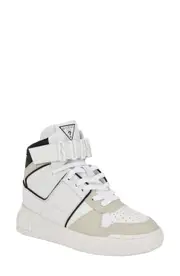 GUESS Corten High Top Sneaker in White/Beige at Nordstrom, Size 9