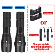 2X Super Bright 90000LM LED Rechargeable Flashlight LED Tactical light Torch