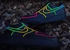 Nike Air Force 1 Black Neon Outline Custom Shoes Blue Green Yellow Mens Womens