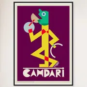 Galrie Campari Viola Vintage Advertising Poster by Fortunato Depero (1928) Classic Art, Black Frame, 50 x 70cm (20 x 28inch)
