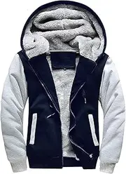 [AOTORR] Men's Hoodies Full Zip Fleece Jacket Coat Winter Warm Oversized Zip Up Hooded Top with Pockets