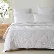 Dreamaker All Season 100% Cotton Quilt Single - Lightweight Breathable Natural Cotton Cover & Fill Quilted Duvet Doona Summer Weight Purafresh Treated Hypoallergenic Antimicrobial Soft Quilt