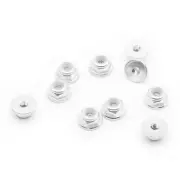 10pcs M3 Flange Locking Hex Nuts Nylon Insert Anodized Aluminum (Silver)