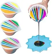 Split Cup for Paint Pouring Fluid Art Silicone Split Cup Resin Pouring Painting Tools DIY Making Drawing Accessories Reusable Split Cup with Dividers (8 Channels)