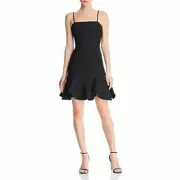 Bardot Womens Black Laurie Flounce Hem Mini Cocktail Dress $89 Sz 6 TINI {&}