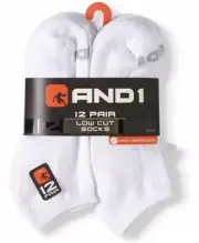 AND1® Men's Low Cut Socks 12 pack "ARCH COMPRESSION~Reinforced heel and Toe"