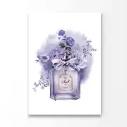 Purple Flowers and Fashion Bottle Print 100% Australian Made 90x120cm (Stretched Canvas)