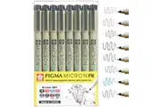 Sakura Pigma Micron, PN Line Drawing Pens, Set of 8, Assorted Colours