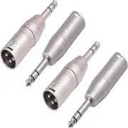 4 Pack 1/4 Inch TRS to XLR Adapter 6.35mm Male to XLR Male Connector Adapters