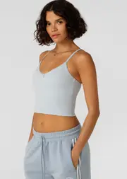 [Lorna Jane] Sweet Thing Cropped Bra Tank Top Combo in Blue, Size - XL XL Light Glacier Blue