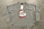 NWT State of Mine Santa Holly Jolly Christmas Pullover Sweatshirt Women's XL