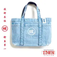 在飛比找momo購物網優惠-【EDWIN】台灣文化 單寧復古手提袋(重漂藍)