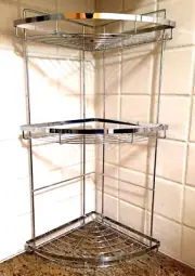 3 Tier Corner Shelf Organiser Stand Bathroom Shower kitchen Rack Chrome Steel