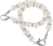[MOBUTOFU] 1 Pair Pearl Beaded Shoe Straps for Sandals Slip Detachable Lace Extenders for Fat Ankles Versatile Easy to Install for Practical Footwear