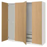 PAX / STORKLINTA wardrobe combination, white/oak effect, 200x60x201 cm