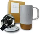 Large Tea Mug, w/ Loose Leaf Infuser, Ceramic Lid, Portable, Microwave Safe