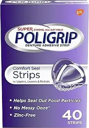 Super Poligrip Strips Size 40 Ct Poligrip Strong All Day Comfort Seal Denture Adhesive Strips