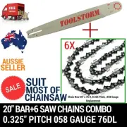NEW20'' BAR AND 6 CHAINS FIT MORRISON PETROL CHAINSAW 49.3CC MCS52