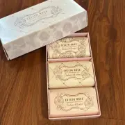 NEW Crabtree & Evelyn Evelyn Rose rare perfume bath soap three bars discontinued