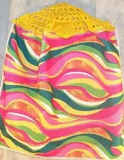 Home Decor' Kitchen Hanging Kitchen Towel Swirls Yellow Pink Green