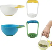 Small Food Mill, Mini Food Mill, Small Manual Food Mill, Potato Masher Yellow-White