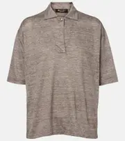 [Loro Piana] Loro Piana Gargano linen polo shirt AU 12 brown