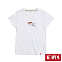 在飛比找Yahoo奇摩購物中心優惠-EDWIN TBT滑板熊短袖T恤-女-白色
