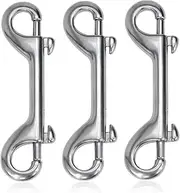 Wontee Double Ended Bolt Snaps 316 Stainless Steel Snap Hooks Spring Hooks for Dog Leads, Keyrings, Pet Food/Water Buckets, Gate Lock, Connecting Chain Link Fence, 3 Packs (4-1/2" (115mm))