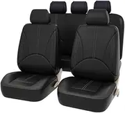 Universal Car PU Leather Front Car Seat Covers Fine Quality Back Bucket Car Seat Cover Auto Interior Car Seat Protector Cover Black 2