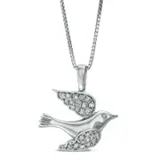 0.17 CT. T.W. Natural Diamond Dove Pendant in Sterling Silver