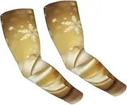 [FHEDVBN] Gold silk christmas Arm Sleeves Compression Arm Covers for Men Women Outdoor Sun Sleeves Cooling Sports Sleeve, Black