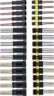 QISF 30Pcs/Pack (2 + 3 + 4 Pin Way) 16AWG Car Male & Female Waterproof Electrical Connectors Plug Socket Kit with 10cm Wire 1.5mm Series Terminal Connector