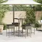 5 Piece Outdoor Bar Table Set 4 Seater Stools Bistro Set Patio Rattan Glass Top
