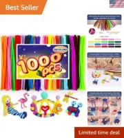 Premium 1000-Pack Chenille Pipe Cleaners – Ideal for Teaching Colors & Designs