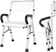 Bath Stools Foldable Shower Chair Portable Bath Seat with Durable Aluminum Legs Adjustable with Backrest Bathroom Aid