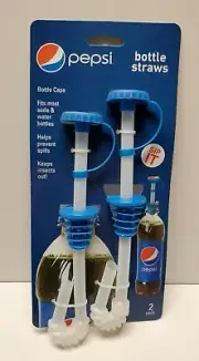 Brand New Sealed 2 Pack Pepsi Bottle Straw Bottle Cap for Soda / Pop Great Gift