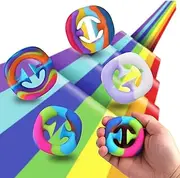 4 Pack Stress Relief Snapper Fidget Toy,Hand Grip Squeeze Grab Snap Sensory Toys, Party Popper Noise Maker Gift, Stress Relief Desk Office Gadget Novelty Finger Toy（Multicolor-Random Color）